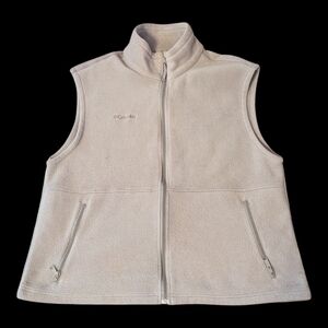 Columbia Oatmeal Gray Fleece Zip Front Vest W Pockets Outdoor Men's XL